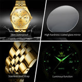 Men Luminous Waterproof Quartz Watch with Diamond Accents - Black