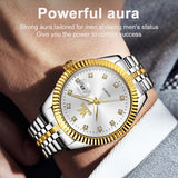 Men Luminous Waterproof Quartz Watch with Diamond Accents - Black