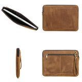 14.2 Inch Leather Laptop Sleeve for Macbook Pro - Black - Coffee