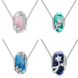 925 Sterling Silver Seasonal Glass Bead Bracelet Charms - Pink