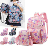 3 Piece Sweet Casual Backpack Set For Students - Black