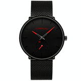 Men Waterproof Quartz Watch with Small Seconds and Mesh Band - Rose Gold Pointer