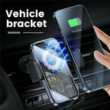 15w Fast Car Vent Wireless Charger with Intelligent Induction - Silver