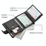 Men Vertical Coin Purse With Buckle And Zipper Card Holder And Driver License Protector - Brown