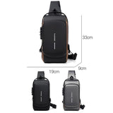 Anti Theft Men Shoulder Bag With Usb Charging Port - Black Gold