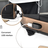 Anti Theft Men Shoulder Bag With Usb Charging Port - Black Gold
