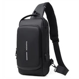 Anti Theft Men Shoulder Bag With Usb Charging Port - Black Gold