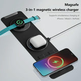 15W 3 In 1 Magnetic Wireless Charger - Blue