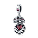 925 Sterling Silver Surprise Love Pendant For Diy Bracelets & Necklaces - Red