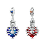 925 Sterling Silver Heart Pendant With Beaded Detail - Red