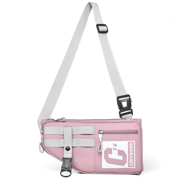Large Sports Shoulder Bag With Multiple Pockets 2502 - Pink