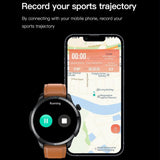 1.39 Inch Ip67 Waterproof Leather Band Smart Watch Supports Bluetooth Call / Blood Oxygen / Body Temperature Monitoring - Brown