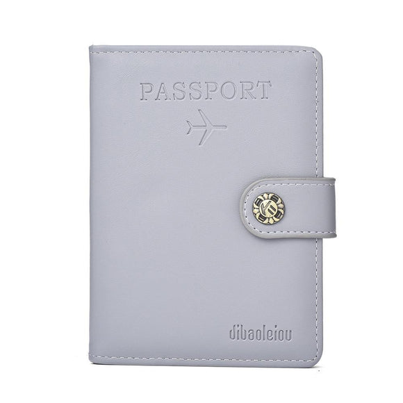 Multi Functional Passport Case With Buckle Dibaoleiou Pu Leather - Grey