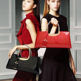 Patent Leather Shoulder Bag for Women - Glue Closure - Red