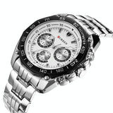 Waterproof Quartz Watch For Men - Casual Business Style - White Shell Black