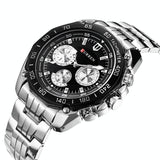 Waterproof Quartz Watch For Men - Casual Business Style - White Shell Black