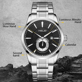 Waterproof Men Quartz Watch with Night Light - H9009b-g - Silver Gray