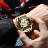 Waterproof Luminous Skeleton Watch - 30m - White Steel White