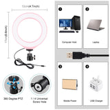 10 Mode Rgbw Led Ring Light with Tripod and Ball Head - 4.7 Inch Curved Surface - Black