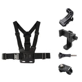 Adjustable Body Mount Belt with Phone Clamp for Action Cameras and Smartphones