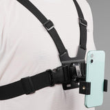 Adjustable Body Mount Belt with Phone Clamp for Action Cameras and Smartphones