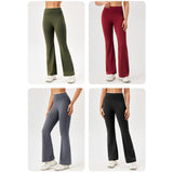 High Waisted Elastic Yoga Flared Pants Size L - Forest Green - M