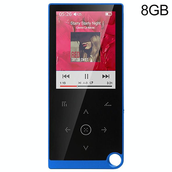 2.4 Inch Touch Mp4 / Mp3 Player 8Gb Memory E Book / Alarm / Timer No Bluetooth - Blue