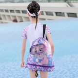 Kids' Swim Bag Cute Cartoon Beach Backpack Waterproof Dry / Wet Large 2 Layer - Purple - Small 1 Layer