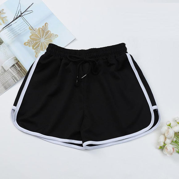 High Waist Straight Yoga Shorts Women Casual Loose Outerwear - Black - M