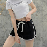 High Waist Straight Yoga Shorts Women Casual Loose Outerwear - Black - M