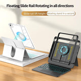 Universal Rotatable Magnetic Keyboard Case For Ipad 10.5 / 10.2 - Suspended Slide Rail Protection - White - For Ipad 10.9 / 11