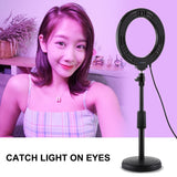 10 Mode Usb Led Ring Light with Tripod and Ball Head - 6.2 Inch Diameter - Black