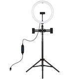 11.8 Led Ring Light Kit with Tripod & Dual Phone Bracket - 3 Modes Dual Colour Temperature Usb Live Broadcast - Black