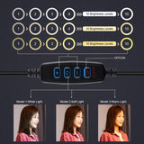 11.8 Led Ring Light Kit with Tripod & Dual Phone Bracket - 3 Modes Dual Colour Temperature Usb Live Broadcast - Black