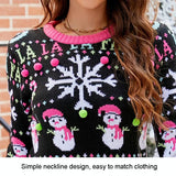 Casual Christmas Snowman Pullover Sweater Women Cartoon Knitwear - Chariot - L