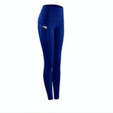 High Waist Slim Sports Leggings Women Tight Sportswear Size L - Blue