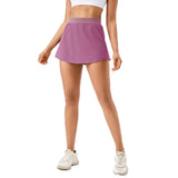 Quick Drying Women Yoga Skirt Pants Breathable & Fake Two Piece Size L - White - L