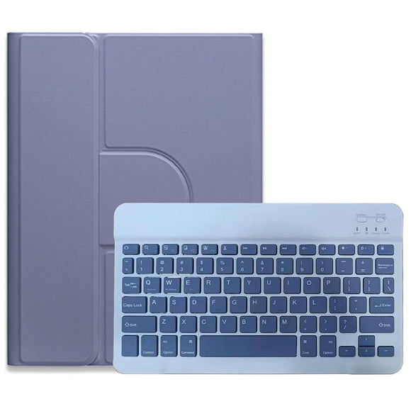360 Degree Rotatable Bluetooth Keyboard Leather Case - Square Button - Mist Blue - For Ipad 10.2 2021 / Air 2019