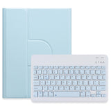 360 Degree Rotatable Bluetooth Keyboard Leather Case - Square Button - Mist Blue - For Ipad 10.2 2021 / Air 2019