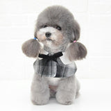 Dog Shawl Small Cloak Pet Bow Ttie Saliva Towel Pet Accessories - Size L - Black White Grid