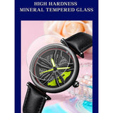 Women Quartz Watch with 3d Hollow out Wheel Design - Black Green