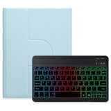 360 Degree Rotatable Bluetooth Keyboard Leather Case With Three-Colour Backlight - Mist Blue - For Ipad 10.2 2021 / Air 2019