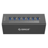 7-Port Aluminum Usb 3.0 Hub For Laptops - Black