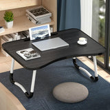 Adjustable Folding Laptop Desk with Non-slip Legs and Card Slot - Black