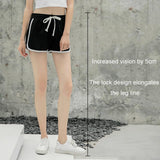 High Waist Straight Yoga Shorts Women Casual Loose Outerwear - Black - Xl