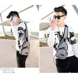 Multi Function Canvas Chest Bag With Usb Charging Outdoor Sports Shoulder Bag For Men / Women / Students - Black