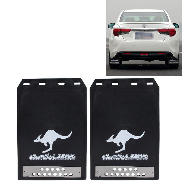 2 Pcs Premium Heavy Duty Molded Splash Mud Flaps Auto Front And Rear Fender Guard Small Size Random Pattern Delivery - Black
