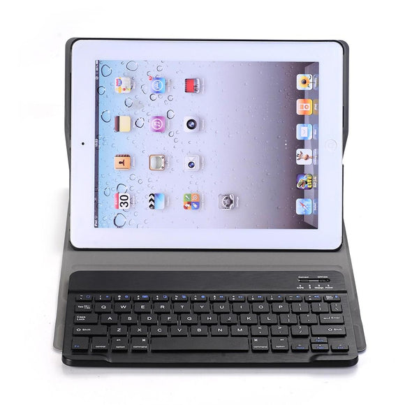 Universal Ultra-Thin Tablet Case With Bluetooth Keyboard For Ipad 4 / 3 / 2 - Horizontal Flip - Black