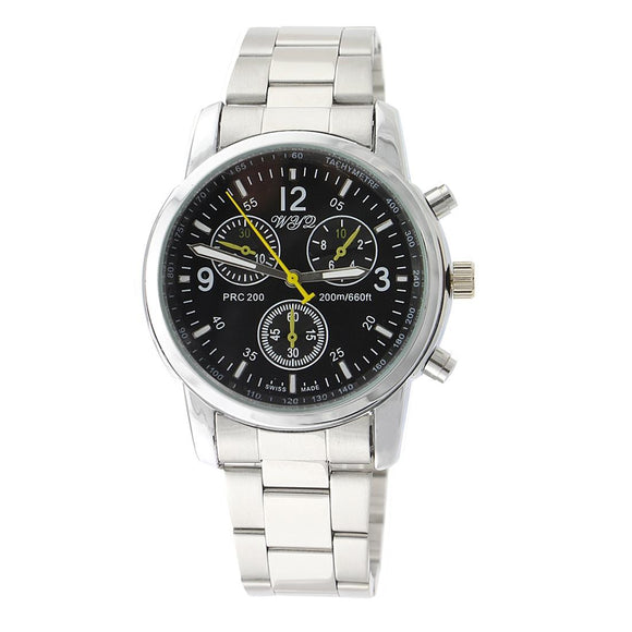 Stylish Metal Band Wrist Watch - Black