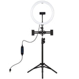 11.8 Led Ring Light with Tripod & Dual Phone Brackets - Usb 3 Modes Dual Colour Temperature - Vlogging & Live Broadcast Kit